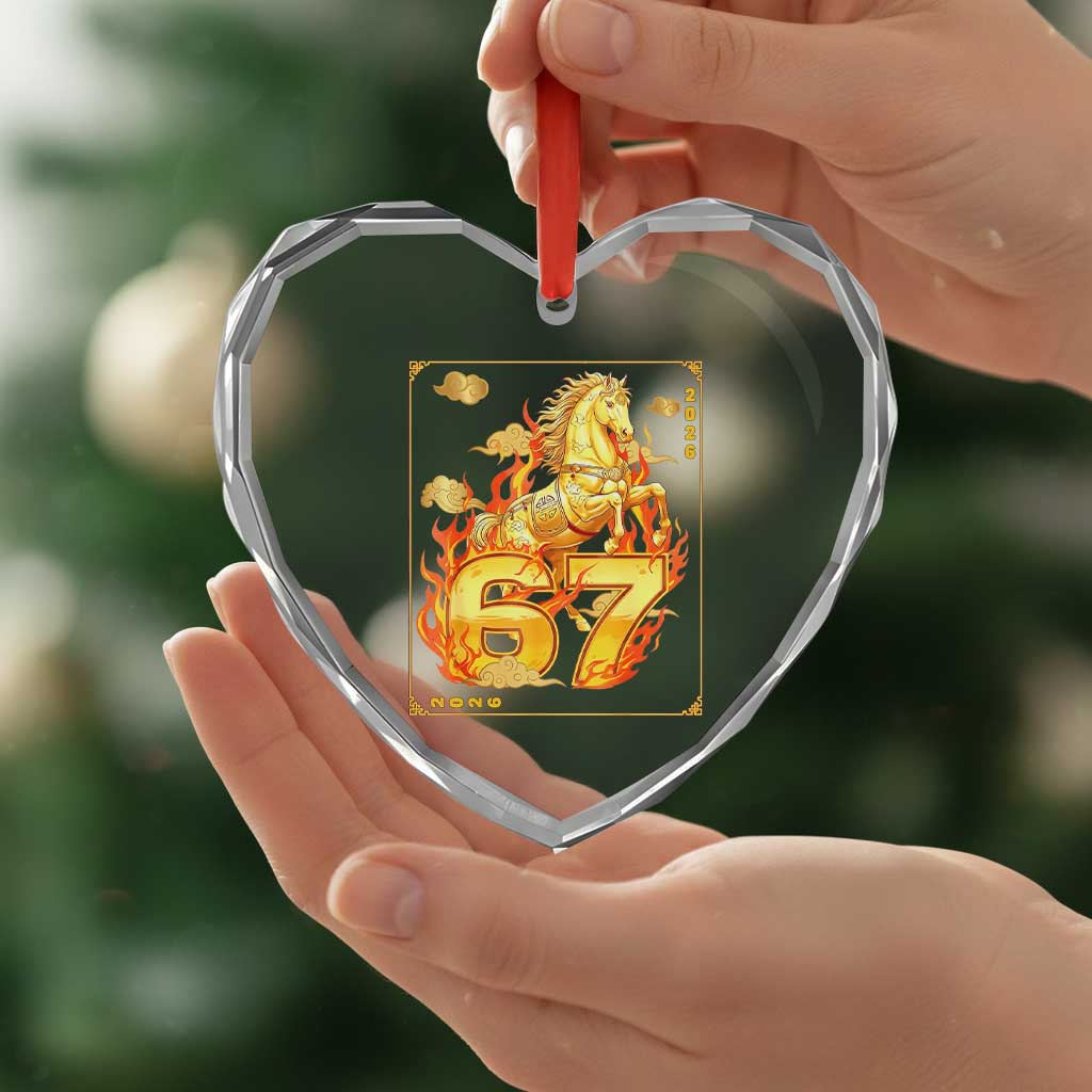 Funny Horse Six Seven Meme Heart Crystal Glass Ornament Happy Lunar New Year TS12 Print Your Wear