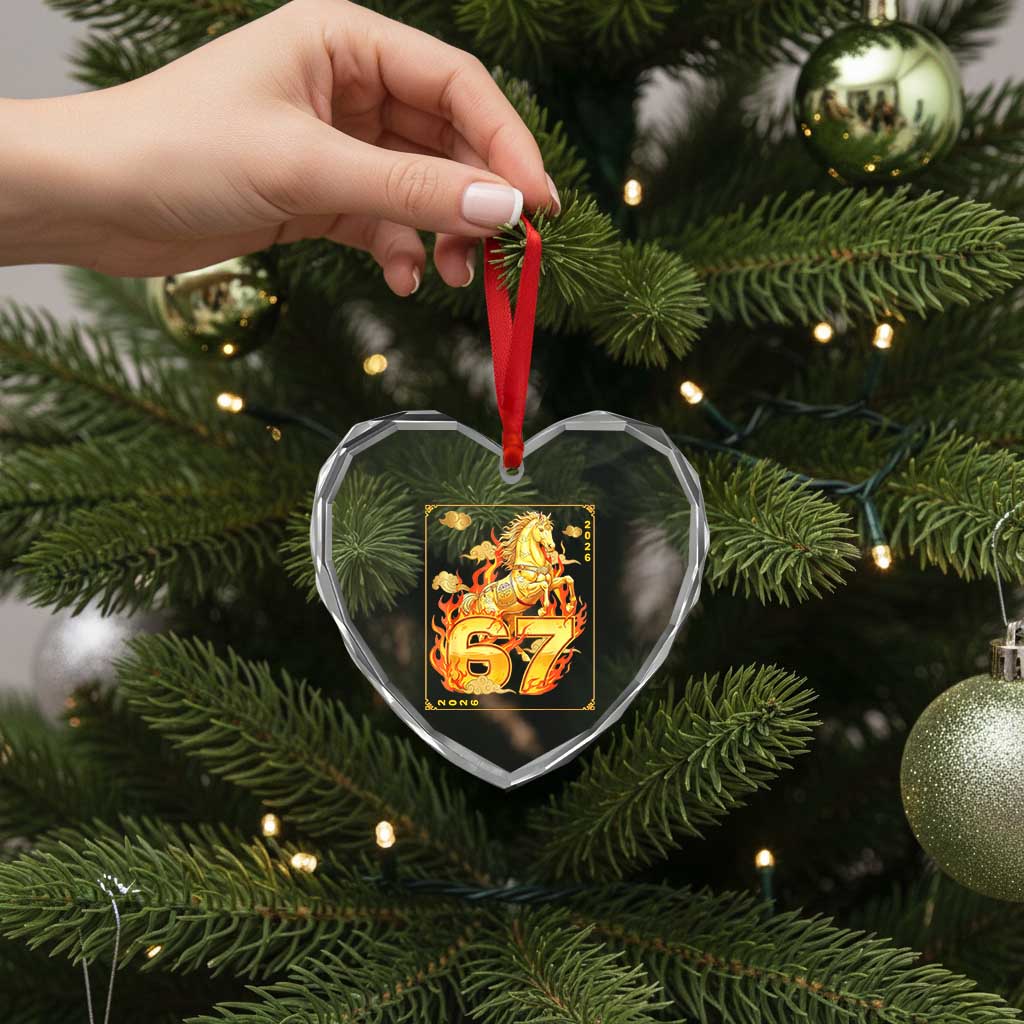 Funny Horse Six Seven Meme Heart Crystal Glass Ornament Happy Lunar New Year TS12 Print Your Wear