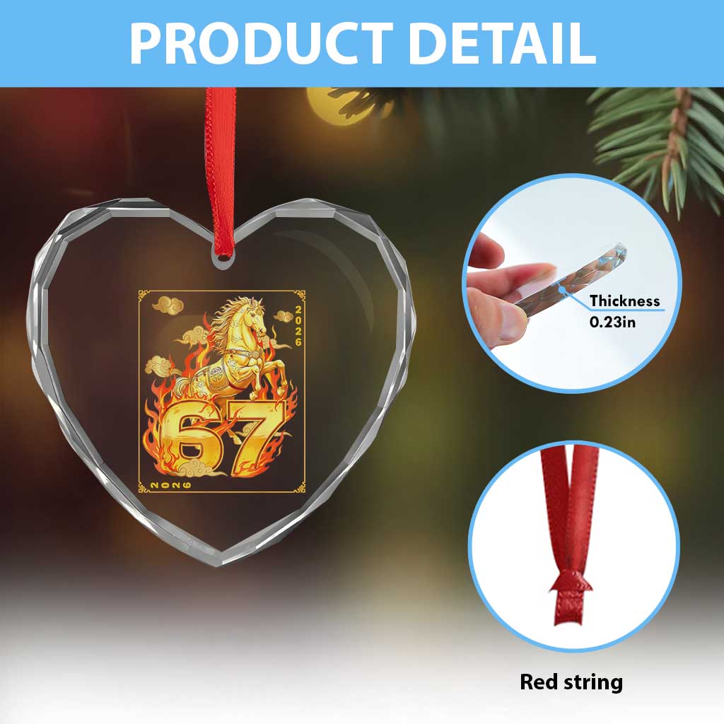 Funny Horse Six Seven Meme Heart Crystal Glass Ornament Happy Lunar New Year TS12 Print Your Wear