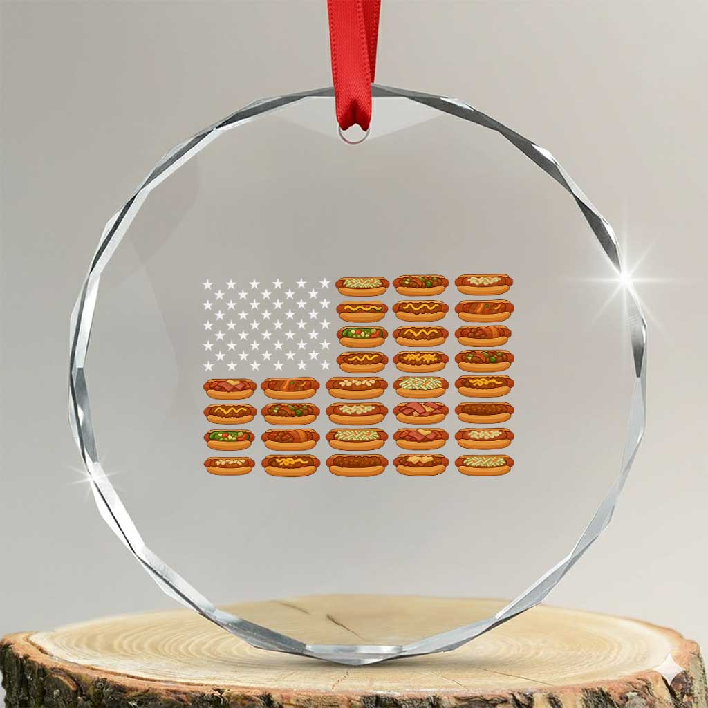 Funny Hot Dog American Flag Crystal Glass Ornament Patriotic USA 4th of July Summer BBQ Party TS02 Transparent Glass 3'' Circle Print Your Wear