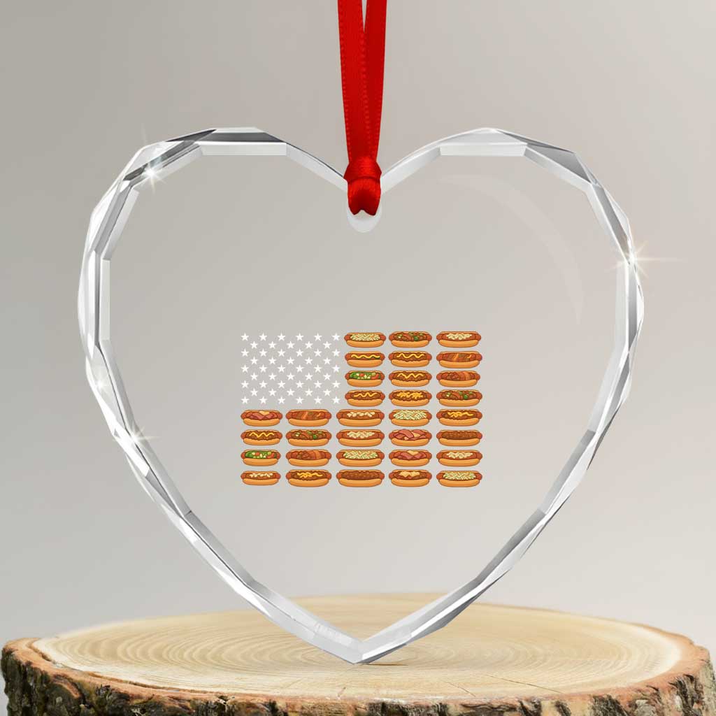Funny Hot Dog American Flag Heart Crystal Glass Ornament Patriotic USA 4th of July Summer BBQ Party TS02 Transparent Glass 3'' Heart Print Your Wear