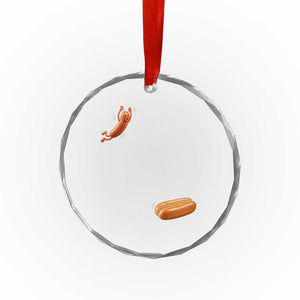 Funny Hot Dog Crystal Glass Ornament Hotdog Jumping Into Bun Sausage BBQ Grilling High Dive TS10 Print Your Wear
