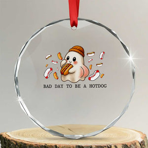 Funny Hot Dog Ghost Halloween Crystal Glass Ornament Bad Day To Be A Hotdog TS14 Transparent Glass 3'' Circle Print Your Wear