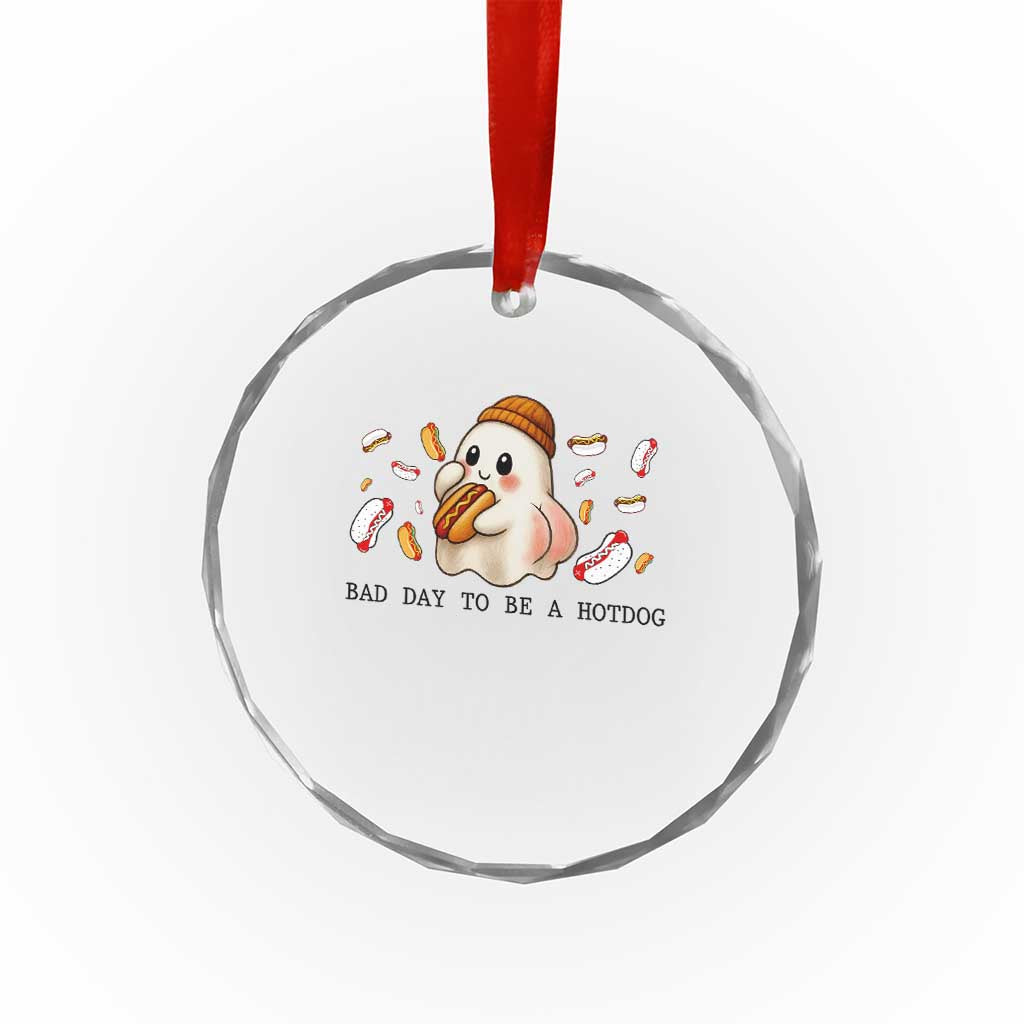 Funny Hot Dog Ghost Halloween Crystal Glass Ornament Bad Day To Be A Hotdog TS14 Print Your Wear