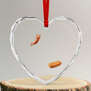 Funny Hot Dog Heart Crystal Glass Ornament Hotdog Jumping Into Bun Sausage BBQ Grilling High Dive TS10 Transparent Glass 3'' Heart Print Your Wear
