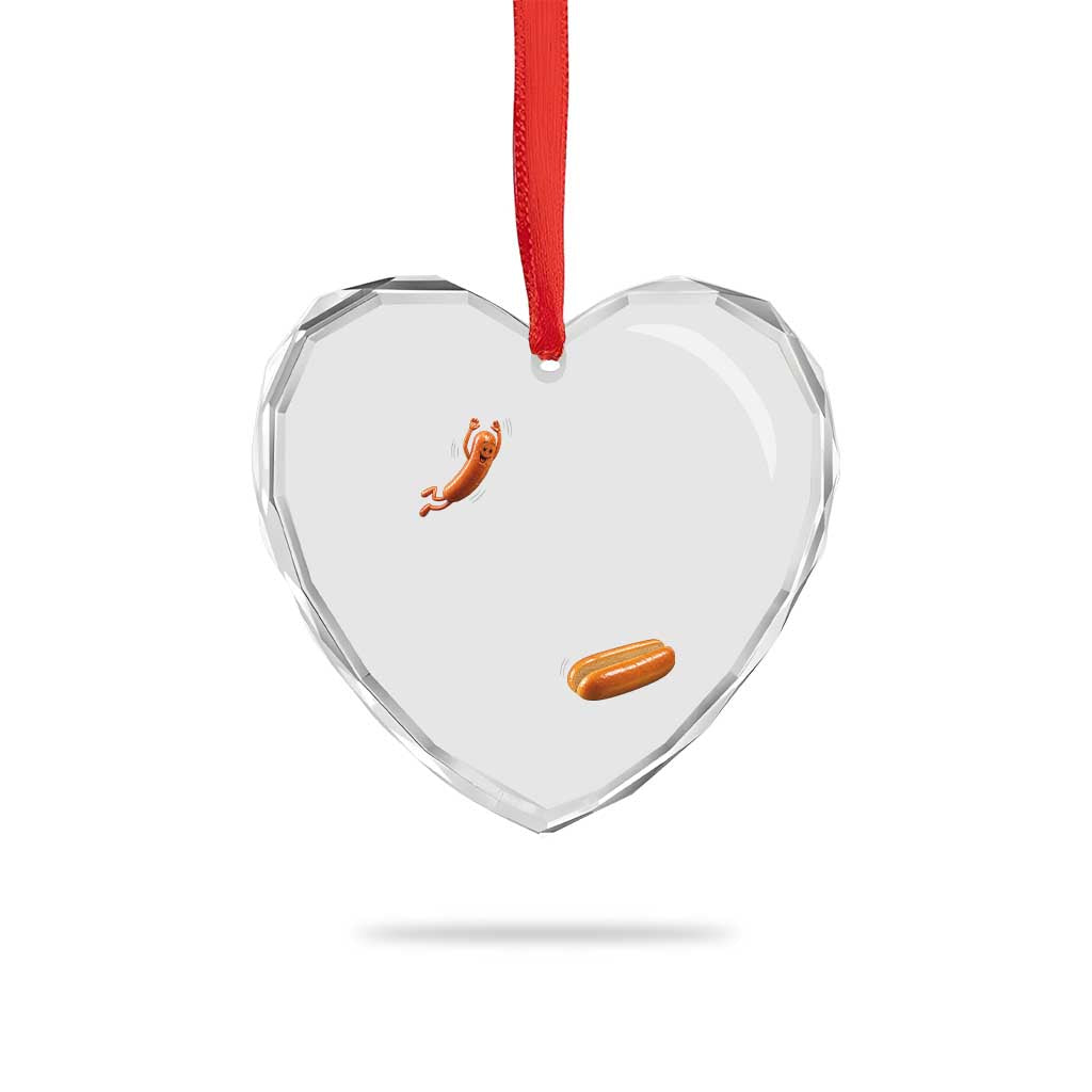 Funny Hot Dog Heart Crystal Glass Ornament Hotdog Jumping Into Bun Sausage BBQ Grilling High Dive TS10 Print Your Wear
