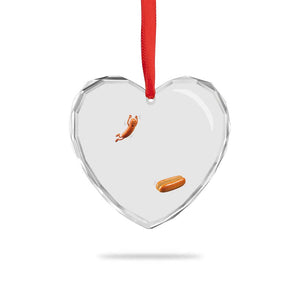 Funny Hot Dog Heart Crystal Glass Ornament Hotdog Jumping Into Bun Sausage BBQ Grilling High Dive TS10 Print Your Wear