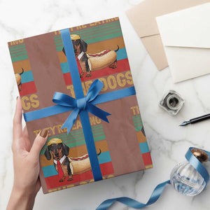 Funny Hot Dog Lover Wrapping Paper Roll They're Eating The Dogs Dachshund TS02 Mocha Print Your Wear
