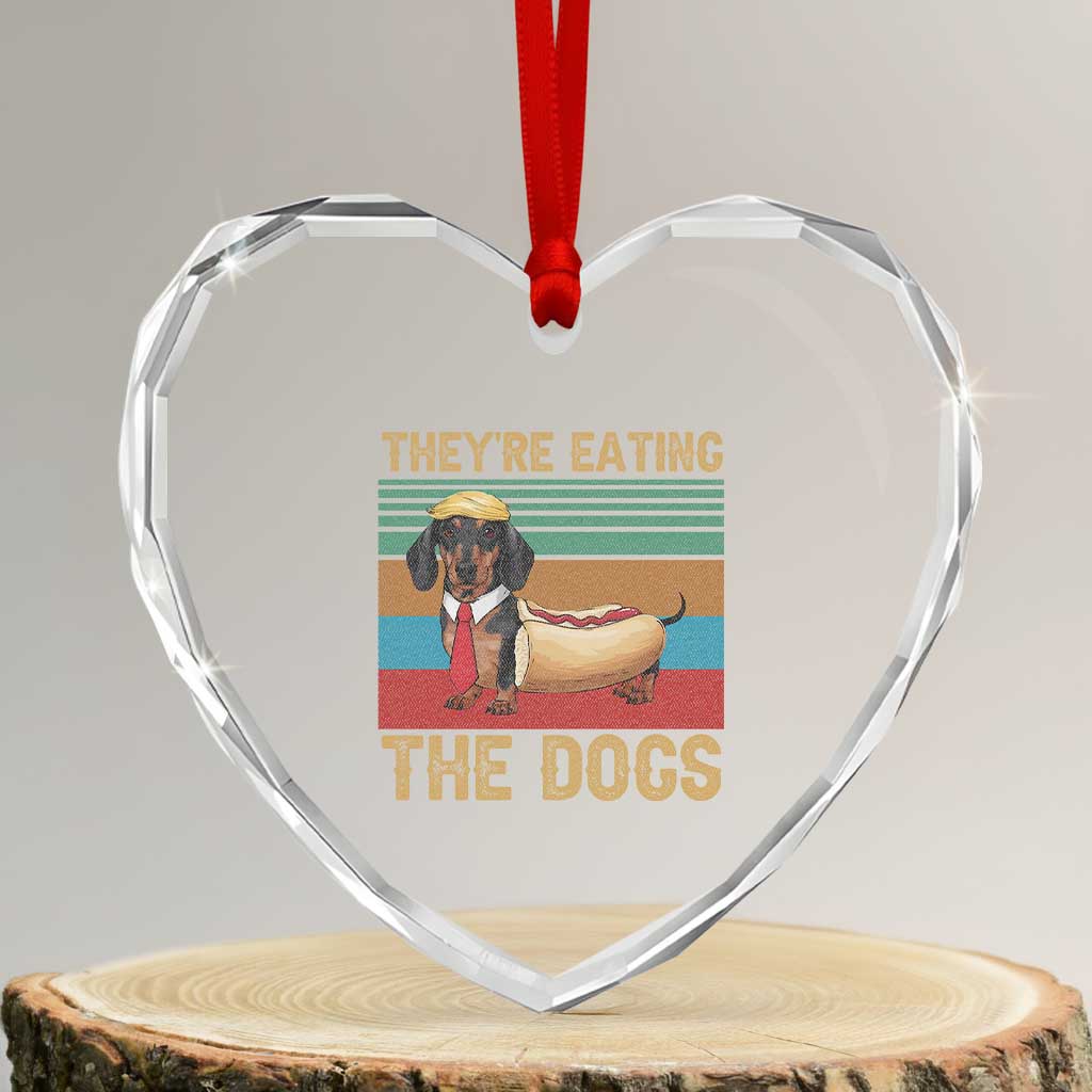 Funny Hot Dog Lover Heart Crystal Glass Ornament They're Eating The Dogs Dachshund TS02 Transparent Glass 3'' Heart Print Your Wear