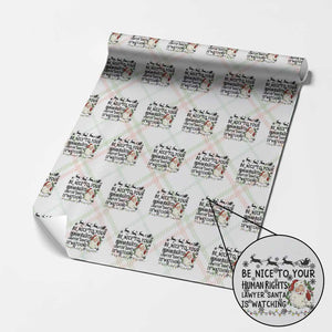 Funny Human Rights Lawyer Christmas Santa Is Watching Gift Wrapping Paper Roll TS12 Christmas Plaid Print Your Wear