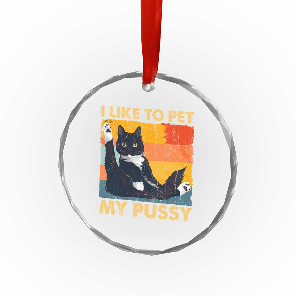 Funny Humor Saying Cat Crystal Glass Ornament I Like To Pet My Pussy Naughty Vintage TS10 Print Your Wear