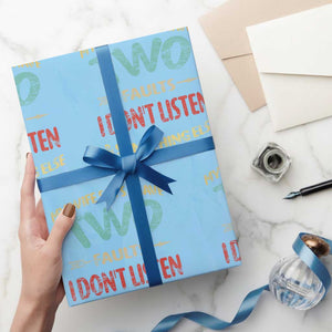 Funny Husband Wrapping Paper Roll Retro My Wife Says I Only Have Two Faults TS10 Light Blue Print Your Wear