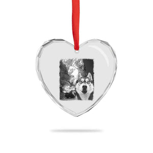 Funny Husky Chaos Heart Crystal Glass Ornament Cool Dog Selfie With Burning Car TS12 Print Your Wear