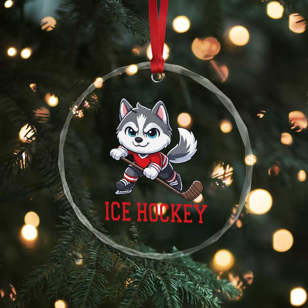 Funny Husky Playing Ice Hockey Crystal Glass Ornament Gift For Dog Lovers TS12 Print Your Wear
