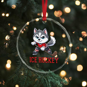 Funny Husky Playing Ice Hockey Crystal Glass Ornament Gift For Dog Lovers TS12 Print Your Wear