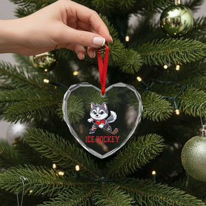 Funny Husky Playing Ice Hockey Heart Crystal Glass Ornament Gift For Dog Lovers TS12 Print Your Wear