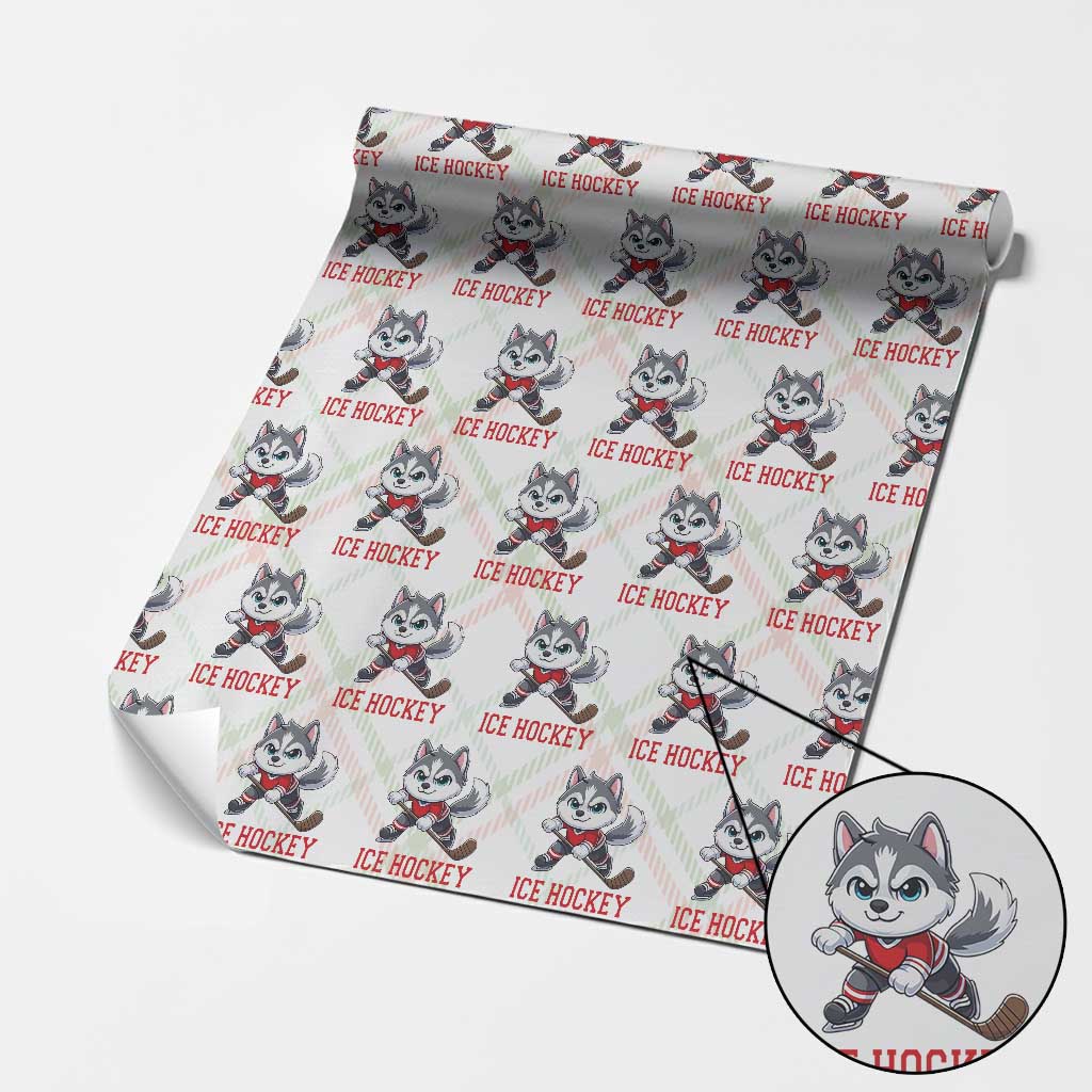 Funny Husky Playing Ice Hockey Wrapping Paper Roll Gift For Dog Lovers TS12 Christmas Plaid Print Your Wear