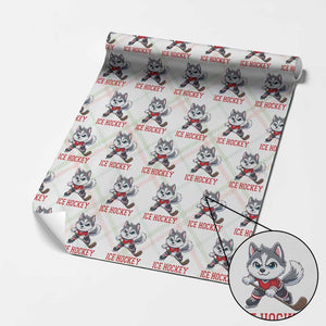 Funny Husky Playing Ice Hockey Wrapping Paper Roll Gift For Dog Lovers TS12 Christmas Plaid Print Your Wear