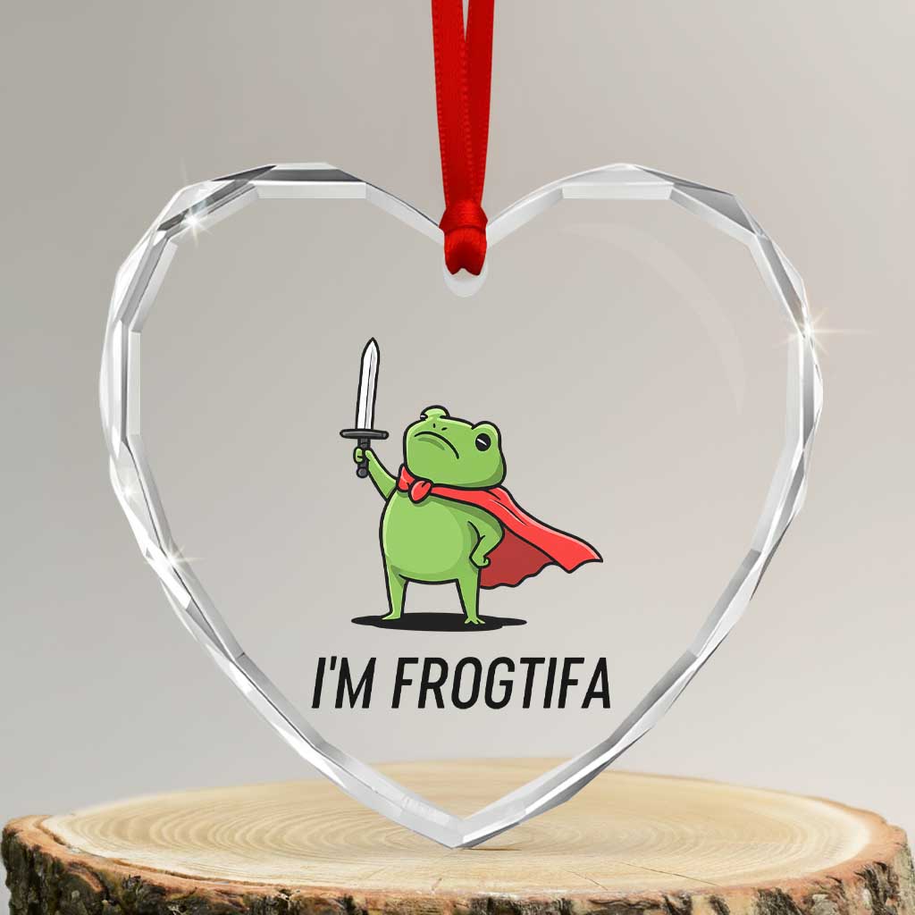 Funny Huzzah Frog Heart Crystal Glass Ornament Im Frogtifa Knight Resist Protest TS02 Transparent Glass 3'' Heart Print Your Wear