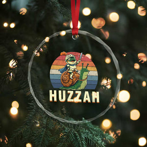 Funny Huzzah Frog Meme Crystal Glass Ornament Medieval Knight With Sword Graphic