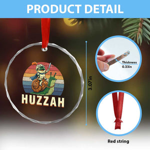 Funny Huzzah Frog Meme Crystal Glass Ornament Medieval Knight With Sword Graphic