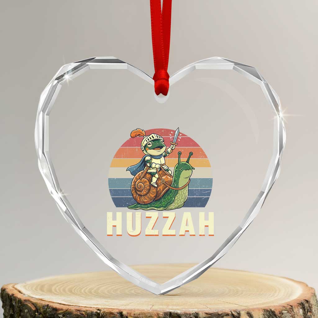 Funny Huzzah Frog Meme Heart Crystal Glass Ornament Medieval Knight With Sword Graphic