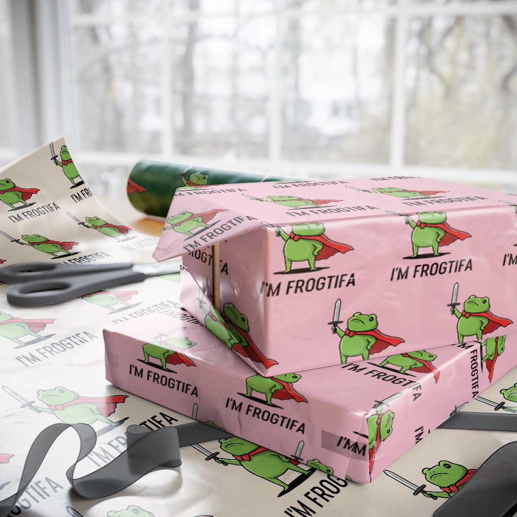 Funny Huzzah Frog Wrapping Paper Roll Im Frogtifa Knight Resist Protest TS02 Light Pink Print Your Wear