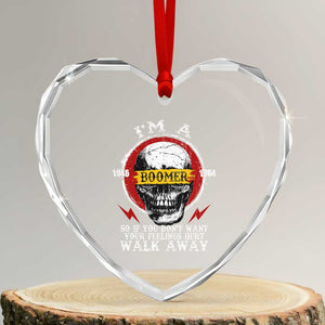 Funny I Am A Boomer Heart Crystal Glass Ornament So If You Dont Want Your Feeling Hurt Walk Away Vintage Skull TS11 Transparent Glass 3'' Heart Print Your Wear