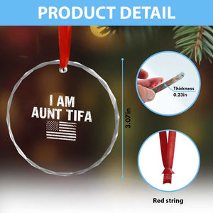 Funny I Am Aunt Tifa Crystal Glass Ornament Political Satire Vintage American Flag TS11 Print Your Wear