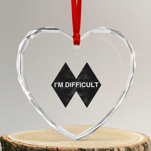 Funny I Am Difficult Double Black Diamond Ski Snowboard Heart Crystal Glass Ornament TS11 Transparent Glass 3'' Heart Print Your Wear