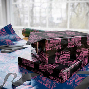 Funny I Am Not Always A Train Wreck Just Kidding Toot Toot Wrapping Paper Roll Pink Train TS11 Black Print Your Wear