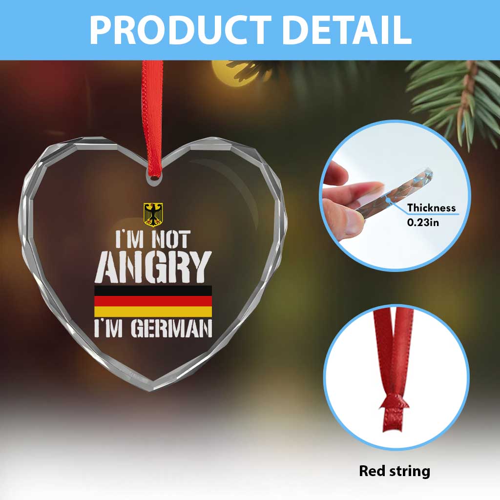 Funny I Am Not Angry I Am German Heart Crystal Glass Ornament Germany Flag German American TS11 Print Your Wear