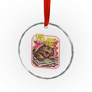 Funny I Am Yelling Carl Crystal Glass Ornament Screaming Donut Cat Meme