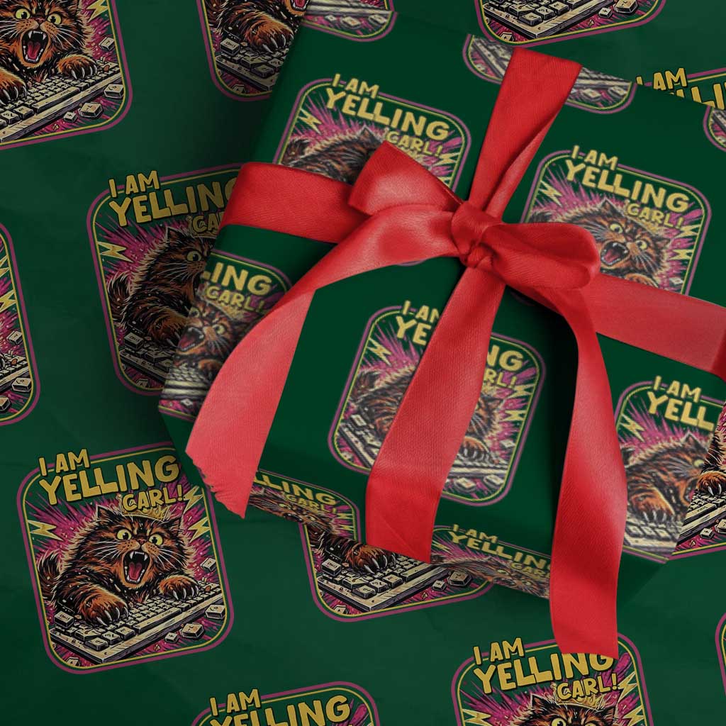 Funny I Am Yelling Carl Wrapping Paper Roll Screaming Donut Cat Meme TS14 Green Print Your Wear