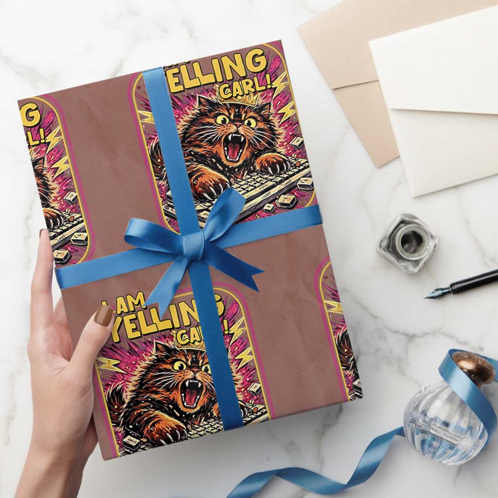 Funny I Am Yelling Carl Wrapping Paper Roll Screaming Donut Cat Meme