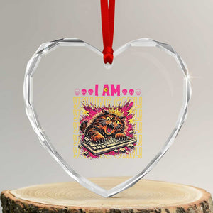 Funny I Am Yelling Carl Donut Cat Meme Heart Crystal Glass Ornament