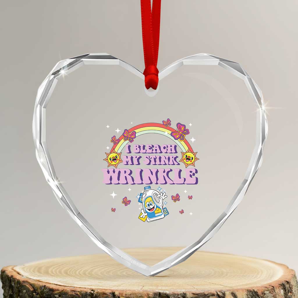 Funny I Bleach My Stink Wrinkle Heart Crystal Glass Ornament Gag Adult Humor Rainbow Bleach Bottle TS11 Transparent Glass 3'' Heart Print Your Wear