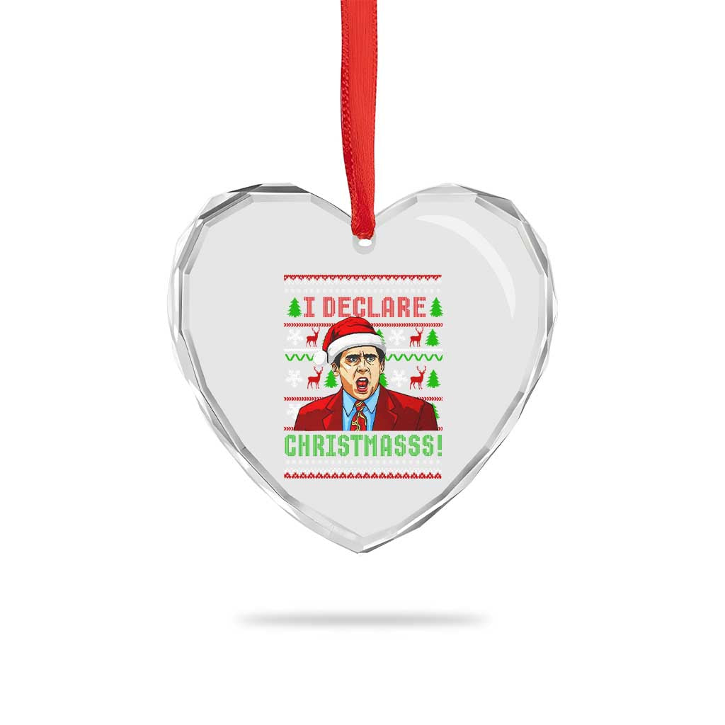 Funny I Declare Christmas Heart Crystal Glass Ornament Funny Christmas Office Holiday Meme TS11 Print Your Wear