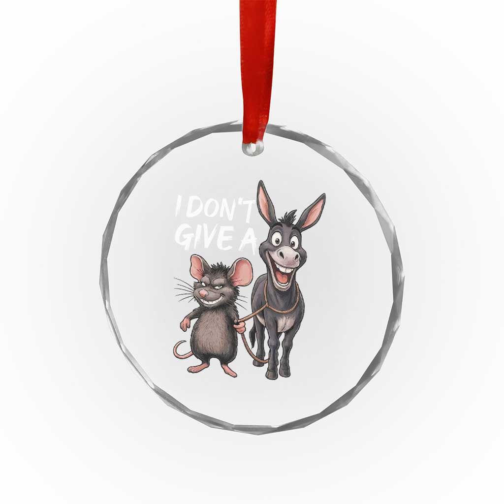 Funny I Dont Give a Rats Ass Crystal Glass Ornament Donkey And Mouse Meme TS11 Print Your Wear