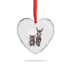 Funny I Dont Give a Rats Ass Heart Crystal Glass Ornament Donkey And Mouse Meme TS11 Print Your Wear