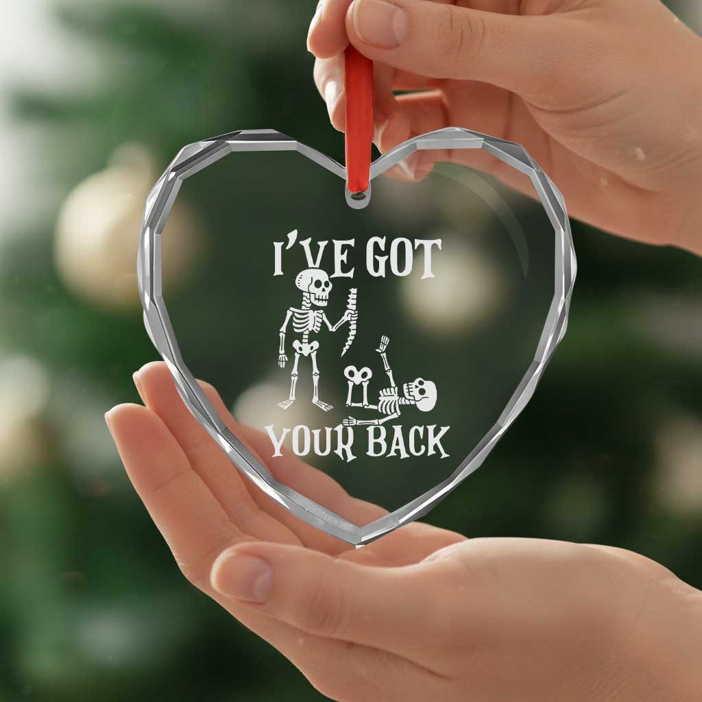 Funny I Got Your Back Heart Crystal Glass Ornament Halloween Skeleton Skull TS11 Print Your Wear