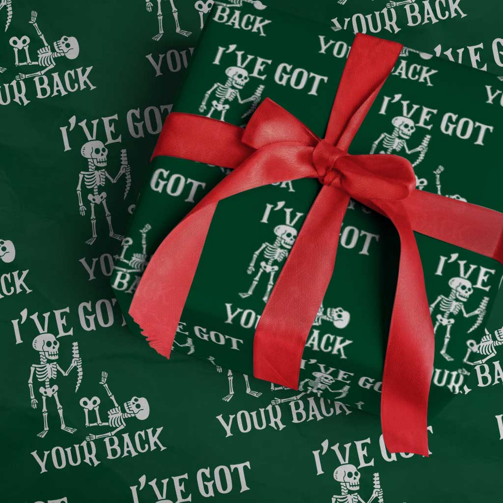 Funny I Got Your Back Wrapping Paper Roll Halloween Skeleton Skull TS11 Green Print Your Wear