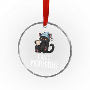 Funny I Hate Mornings Crystal Glass Ornament Cute Lazy Cat Drink Coffee TS12 Print Your Wear