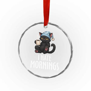 Funny I Hate Mornings Crystal Glass Ornament Cute Lazy Cat Drink Coffee TS12 Print Your Wear
