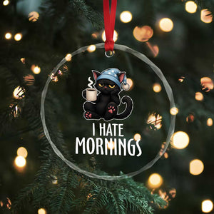 Funny I Hate Mornings Crystal Glass Ornament Cute Lazy Cat Drink Coffee TS12 Print Your Wear