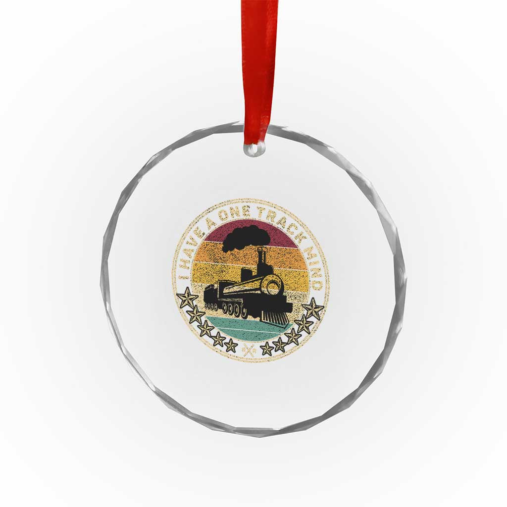 Funny I Have A One Track Mind Crystal Glass Ornament Train Railroad Retro Engine Model TS02 Print Your Wear