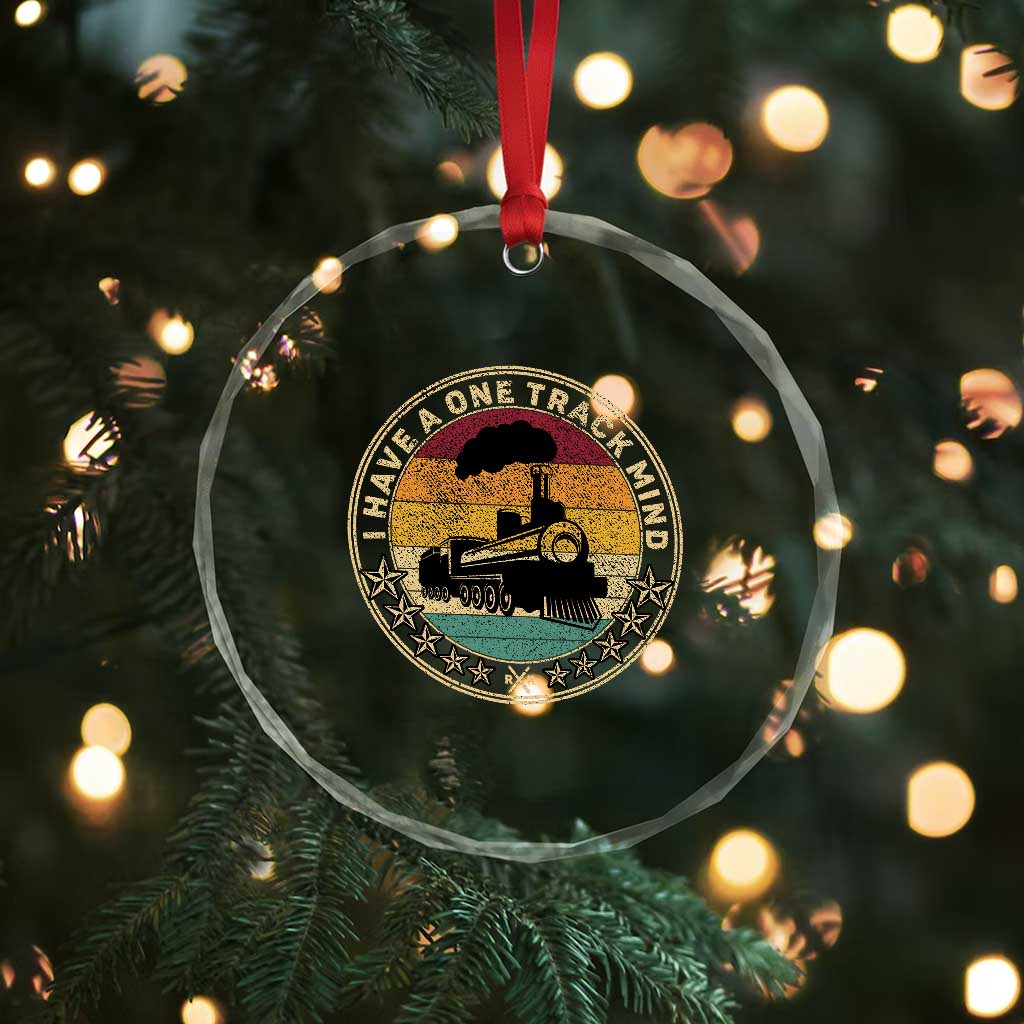 Funny I Have A One Track Mind Crystal Glass Ornament Train Railroad Retro Engine Model TS02 Print Your Wear