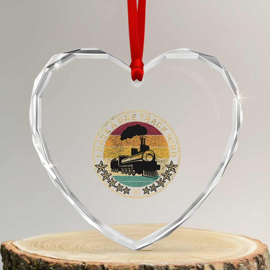 Funny I Have A One Track Mind Heart Crystal Glass Ornament Train Railroad Retro Engine Model TS02 Transparent Glass 3'' Heart Print Your Wear