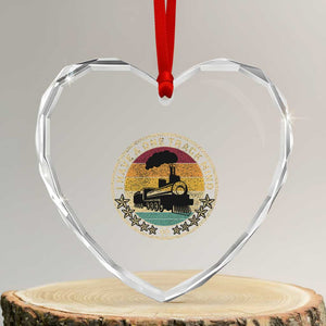 Funny I Have A One Track Mind Heart Crystal Glass Ornament Train Railroad Retro Engine Model TS02 Transparent Glass 3'' Heart Print Your Wear