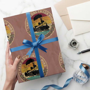 Funny I Have A One Track Mind Wrapping Paper Roll Train Railroad Retro Engine Model TS02 Mocha Print Your Wear